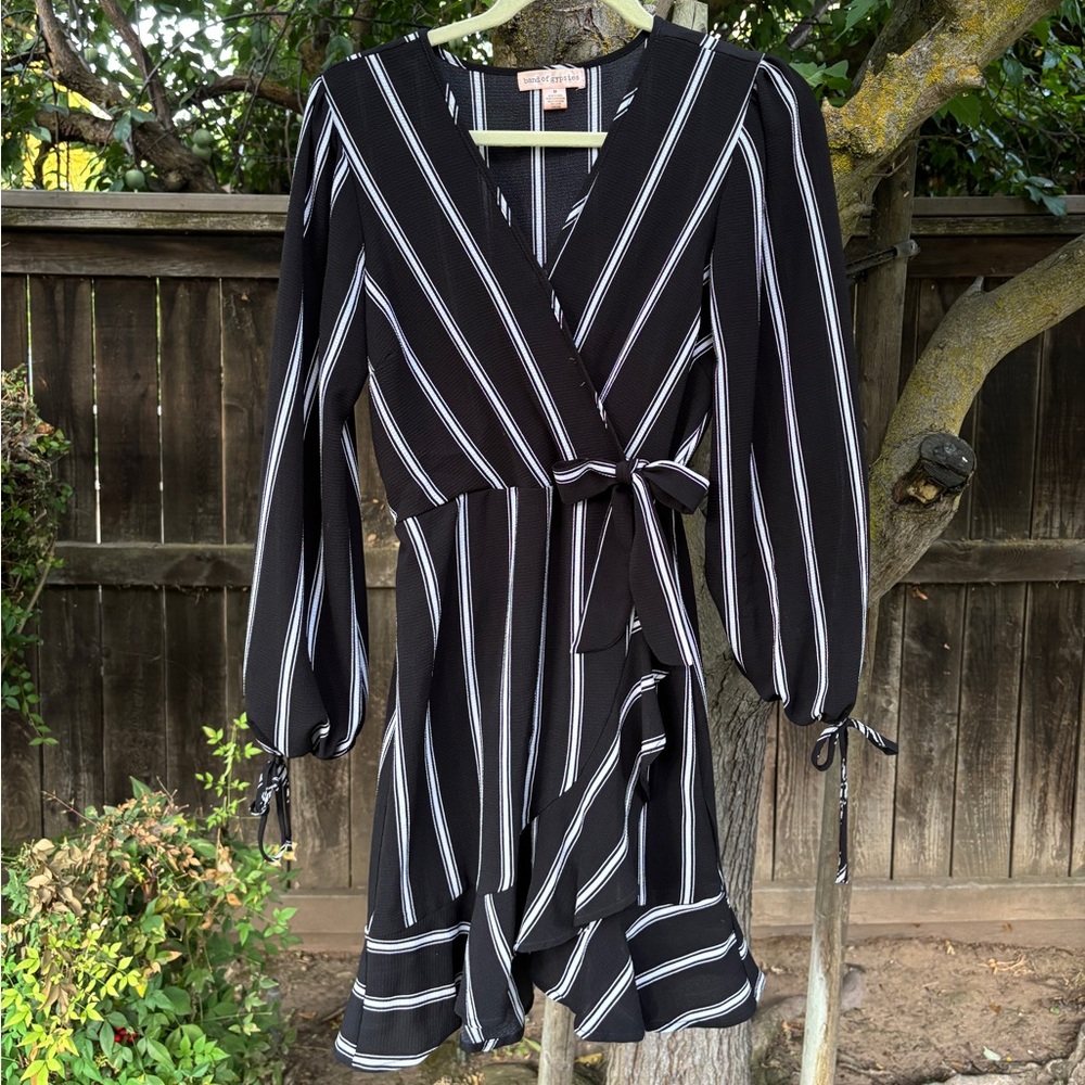 White and Black Wrap Dress